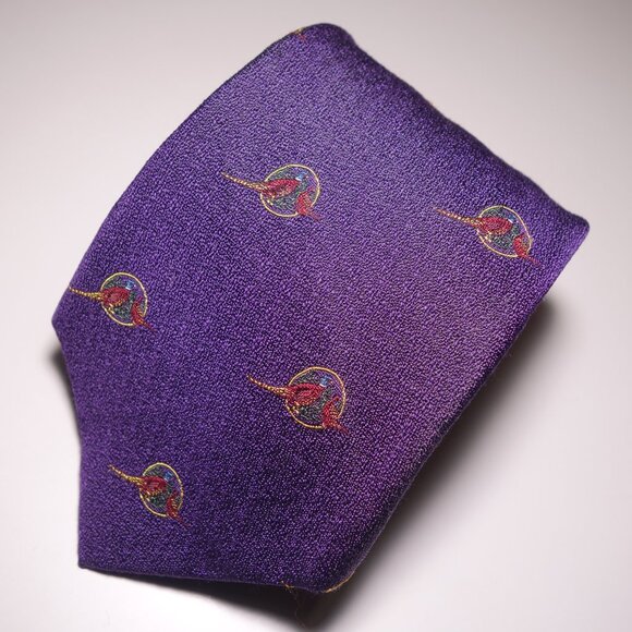 Vintage Ralph Lauren 100% Silk Embroidered Pheasant Tie Hand Made In Italy - Picture 2 of 7